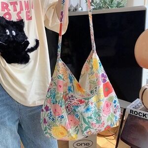 Floral Hobo Bag Large Capacity Shoulder Bag‎ Cute Print Satchel Tote